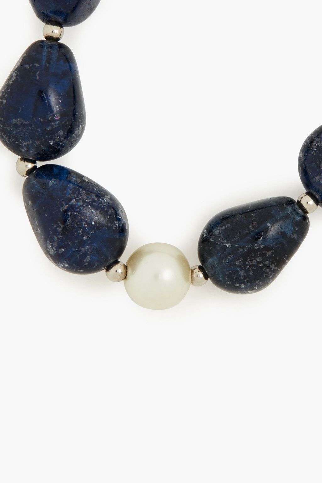 KENNETH JAY LANE Silver-tone, faux pearl and stone necklace