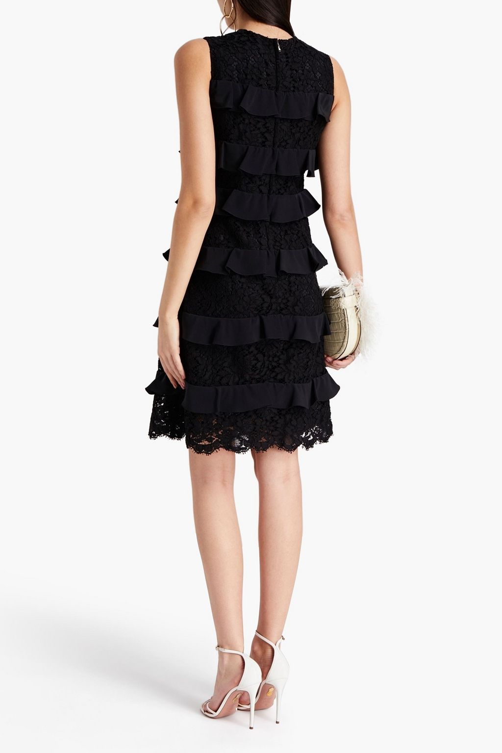 DOLCE&GABBANA ラッフル付き コットン混コードレース ワンピース