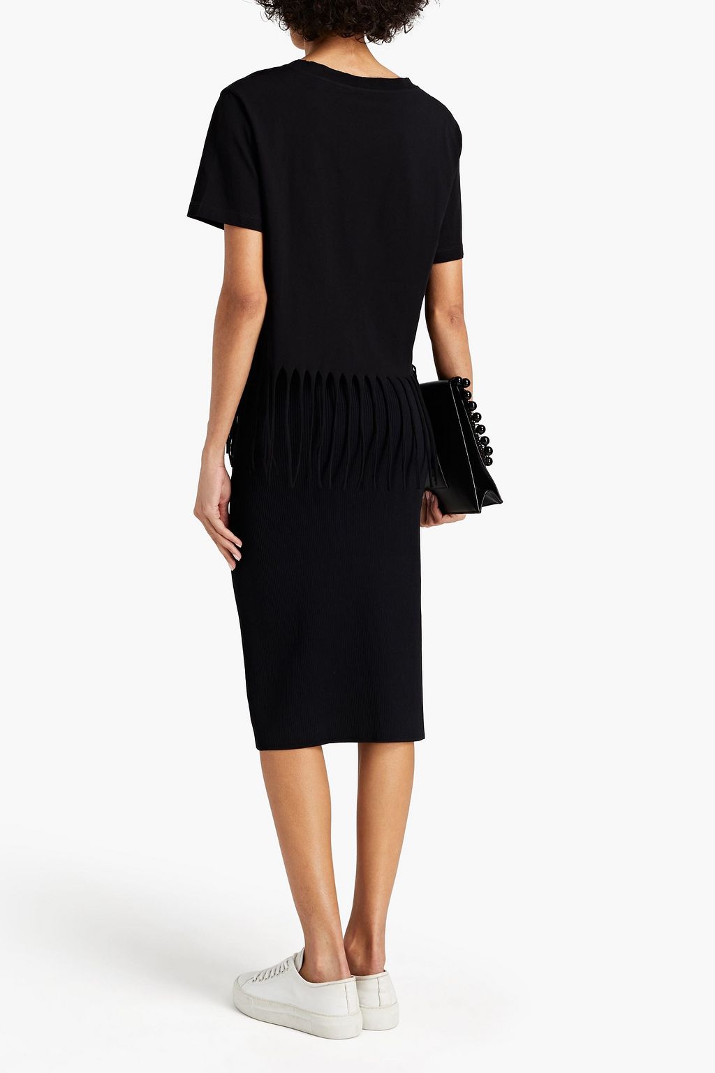 SANDRO Ella fringed printed cotton-jersey T-shirt