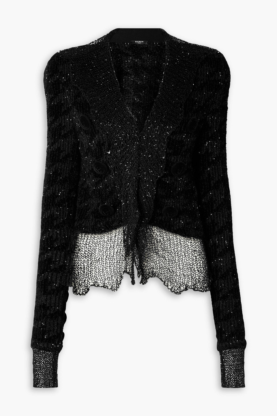 Balmain Spencer Sequin-embellished Jacquard-knit Jacket In Black