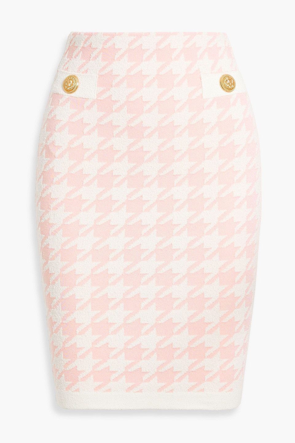 Balmain Jacquard-knit Mini Pencil Skirt In Pink