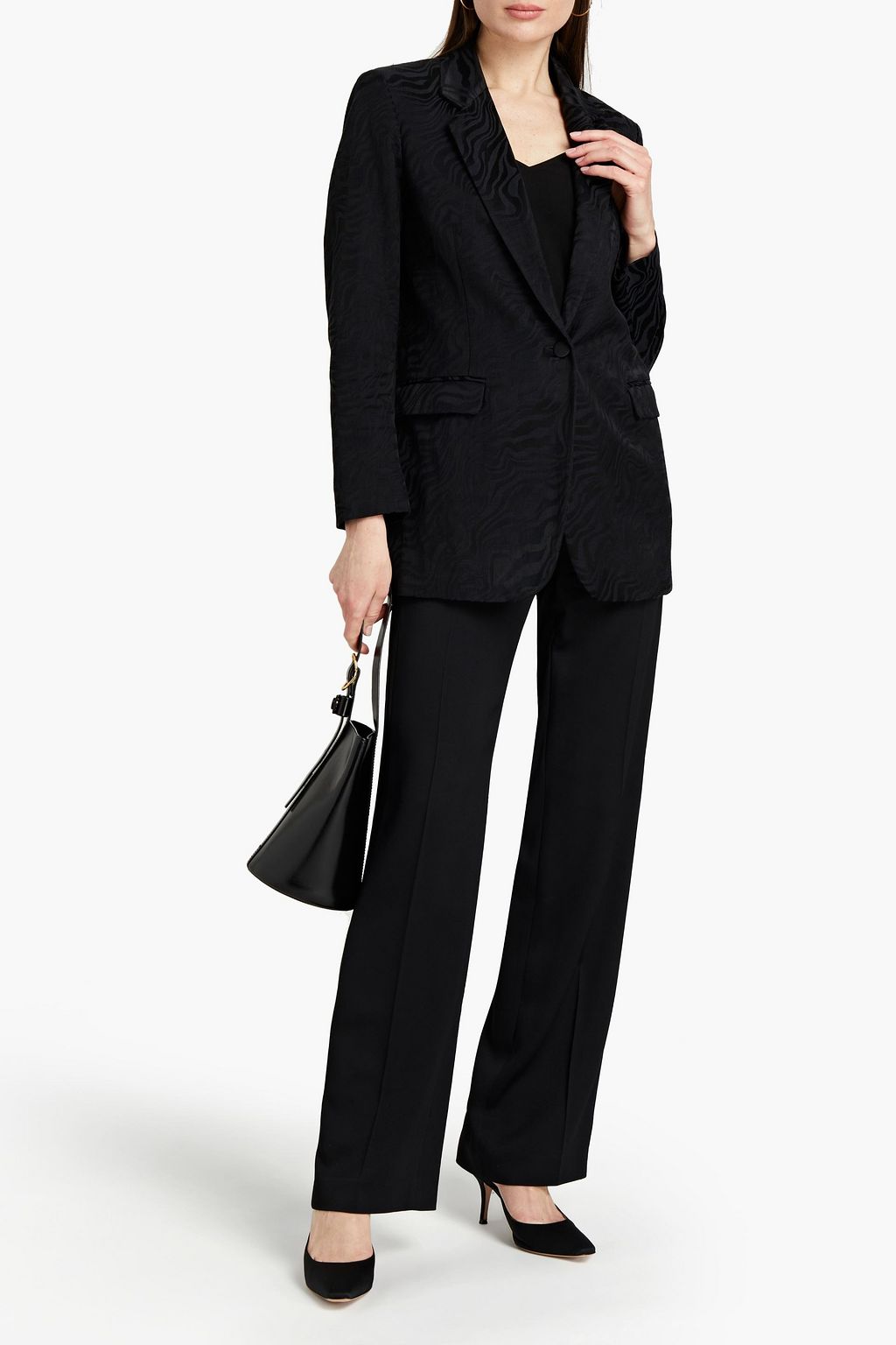 SANDRO Celine satin-jacquard blazer