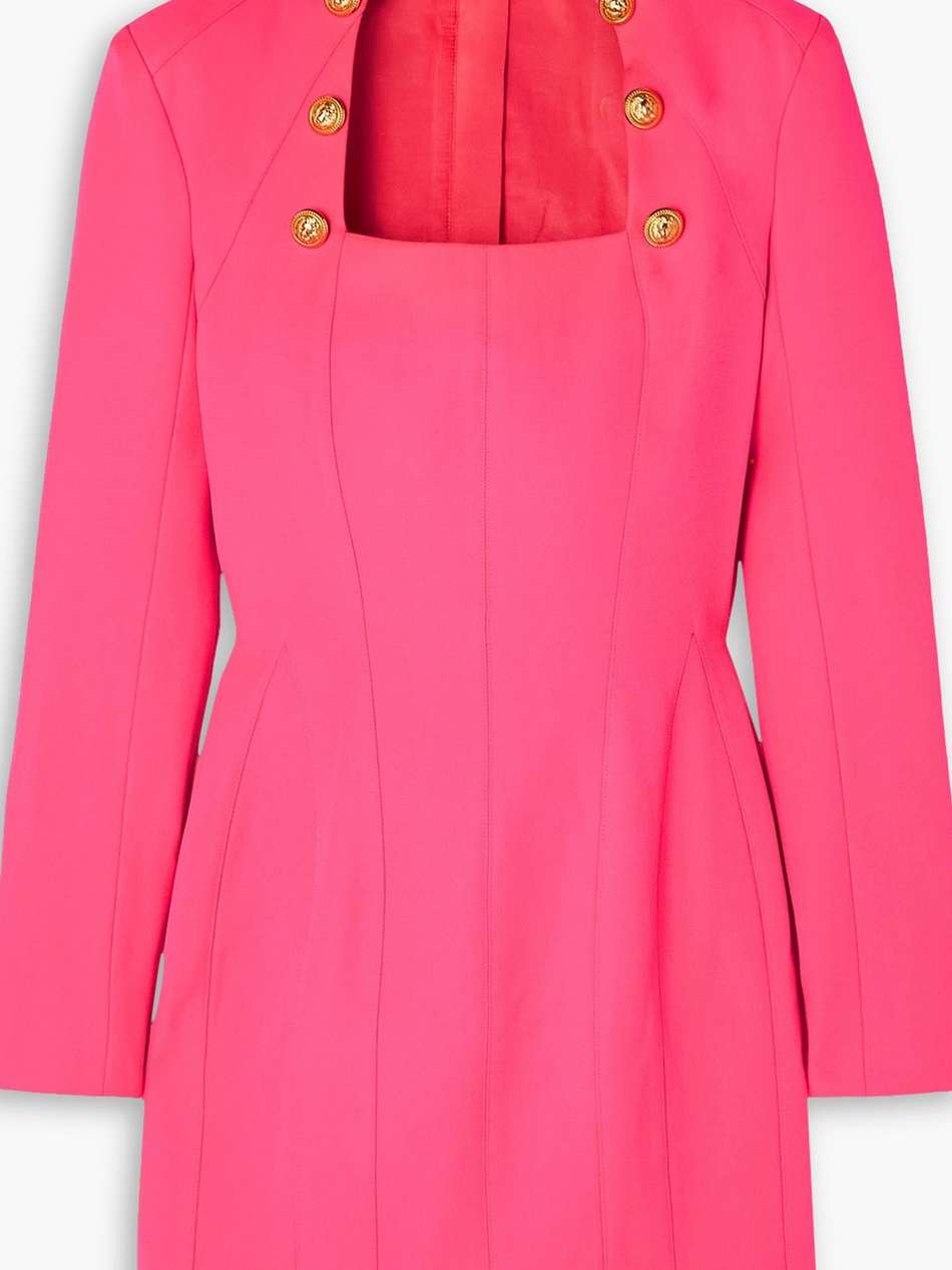 embellished pleated wool mini dress