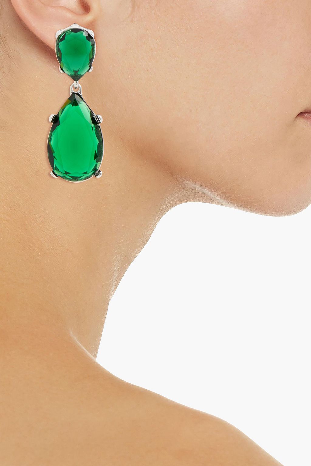 KENNETH JAY LANE Silver-tone crystal earrings