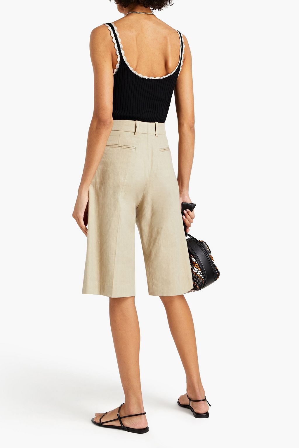 SANDRO Felicien crochet-trimmed ribbed-knit camisole