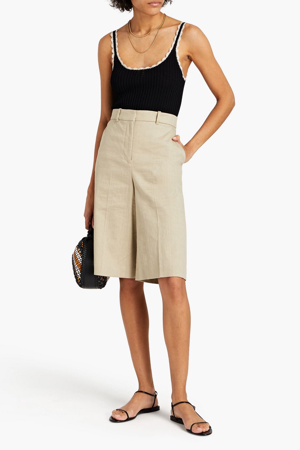 SANDRO Felicien crochet-trimmed ribbed-knit camisole