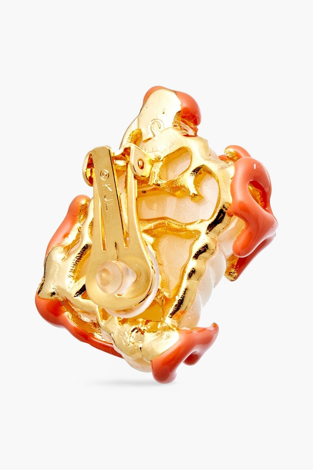 KENNETH JAY LANE 22-karat gold-plated, enamel and faux pearl earrings