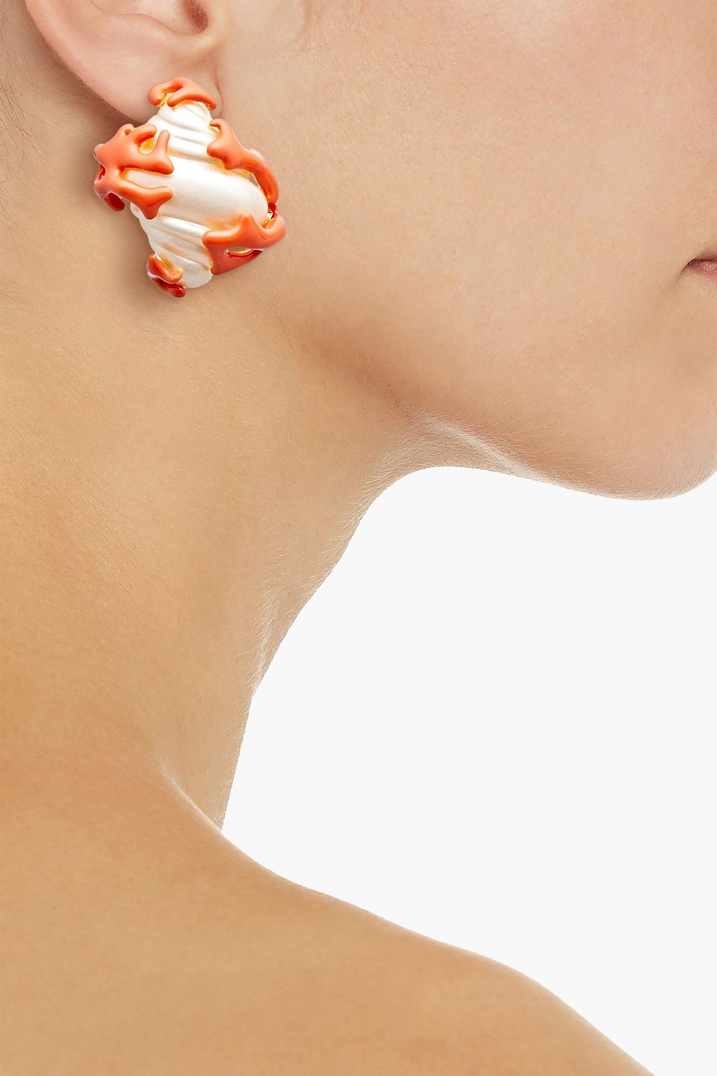 KENNETH JAY LANE 22-karat gold-plated, enamel and faux pearl earrings