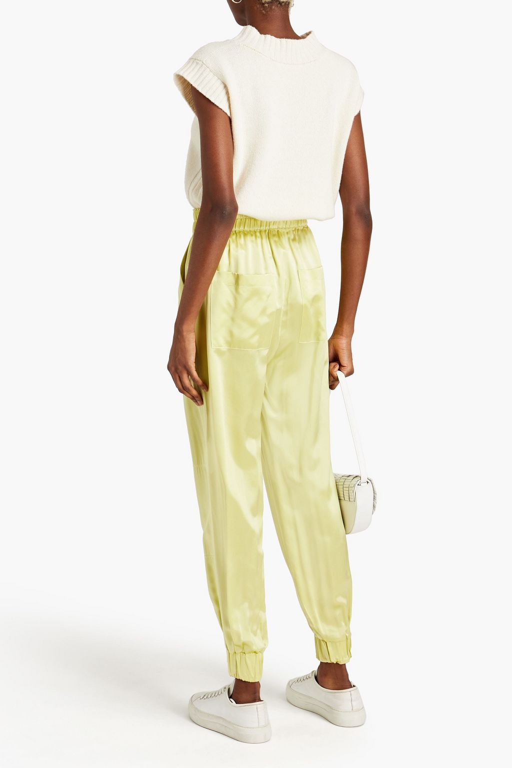 NICHOLAS Gathered silk-satin tapered pants