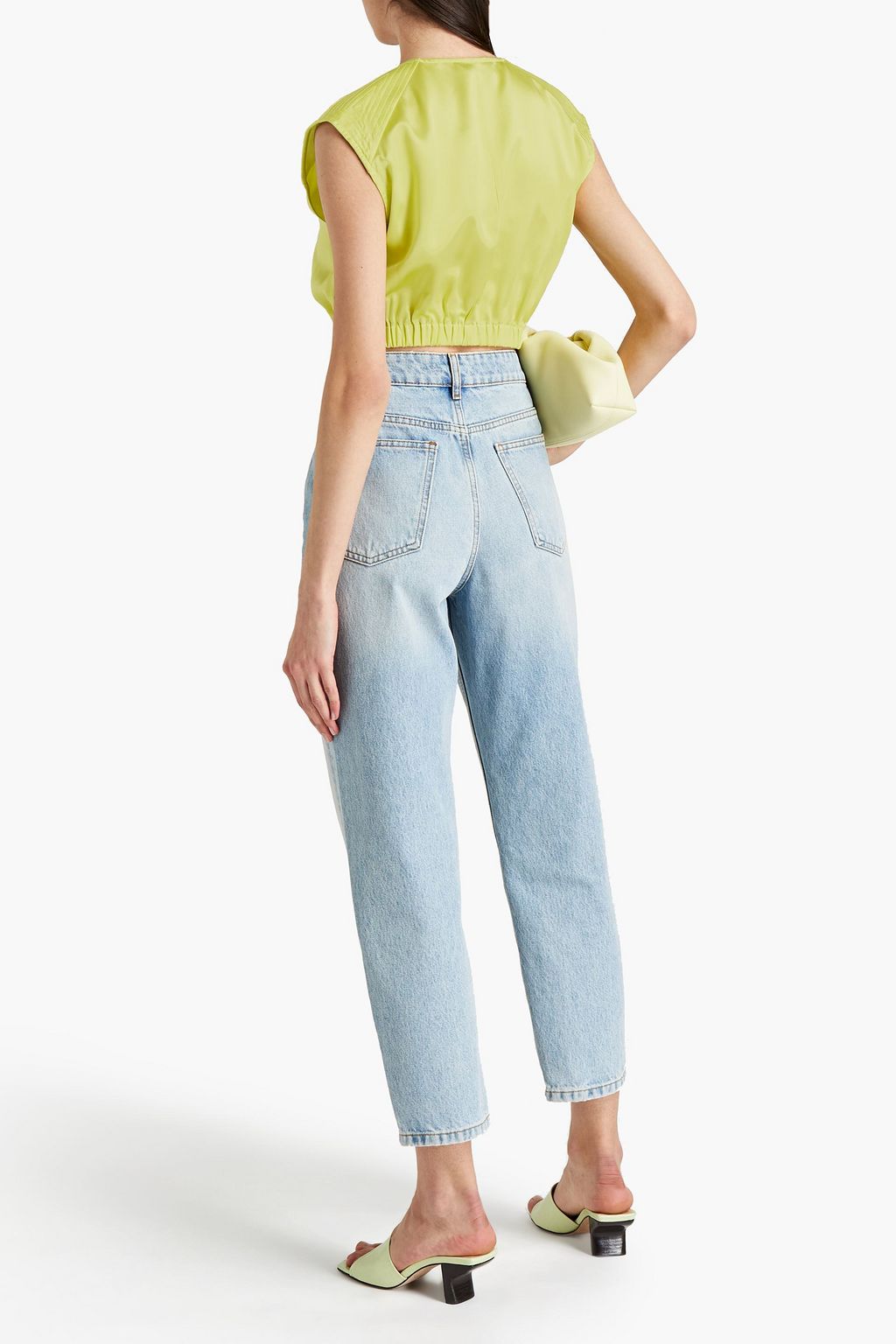 NICHOLAS Cropped silk-satin top
