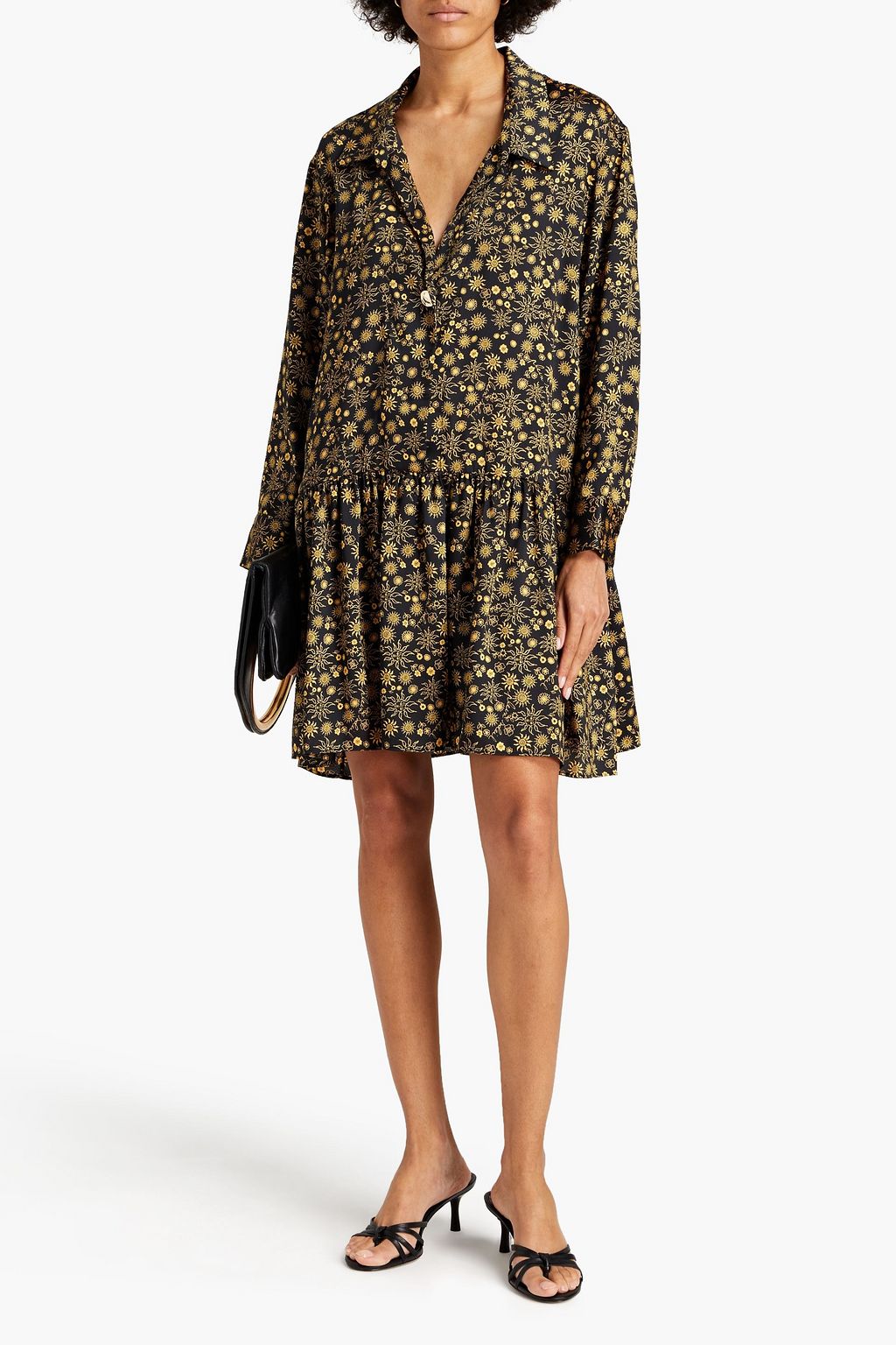 SANDRO Chlea printed satin-twill mini dress