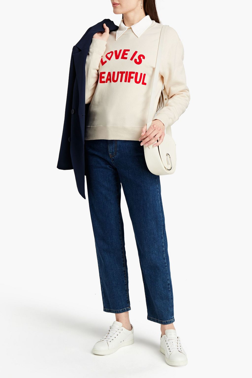 SANDRO Embroidered cotton-fleece sweatshirt