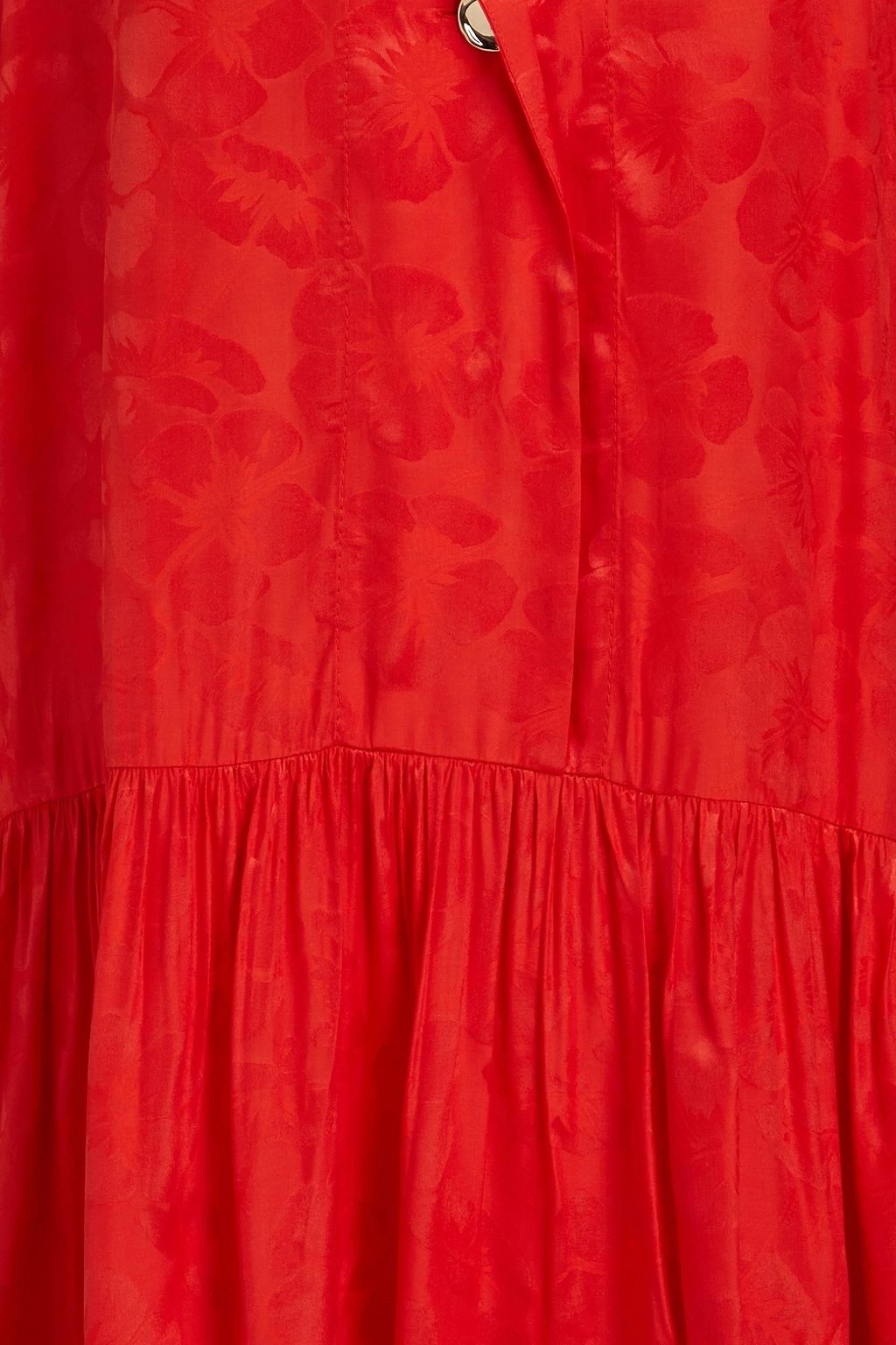 SANDRO Gathered silk-blend satin-jacquard mini dress