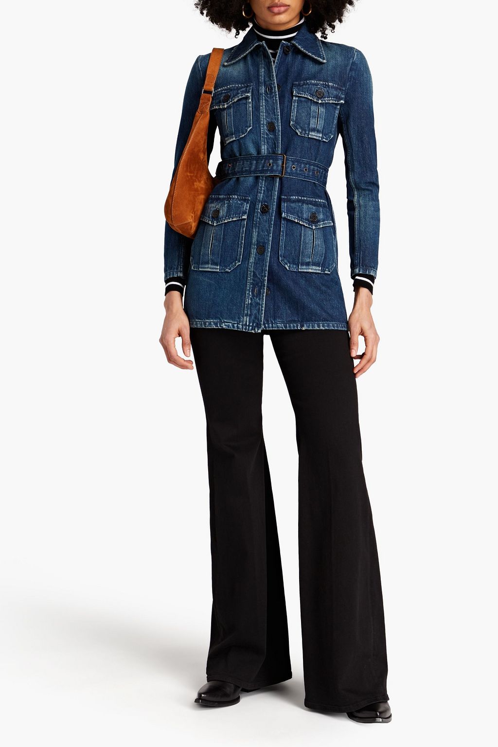 SAINT LAURENT Belted denim jacket