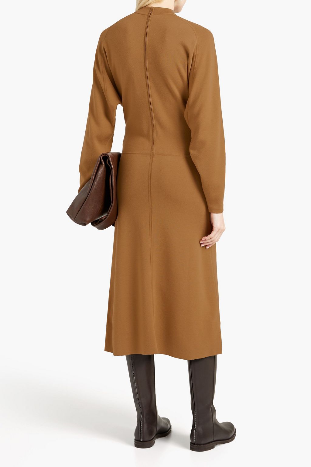 SAINT LAURENT Gathered wool midi dress