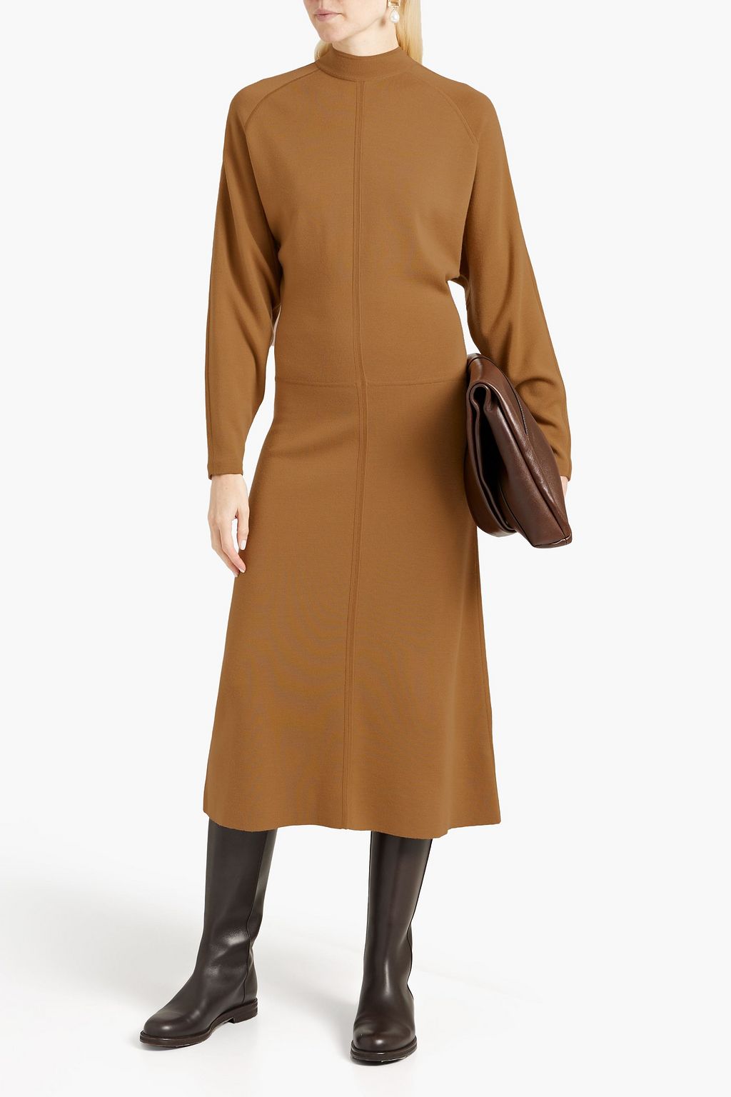 SAINT LAURENT Gathered wool midi dress