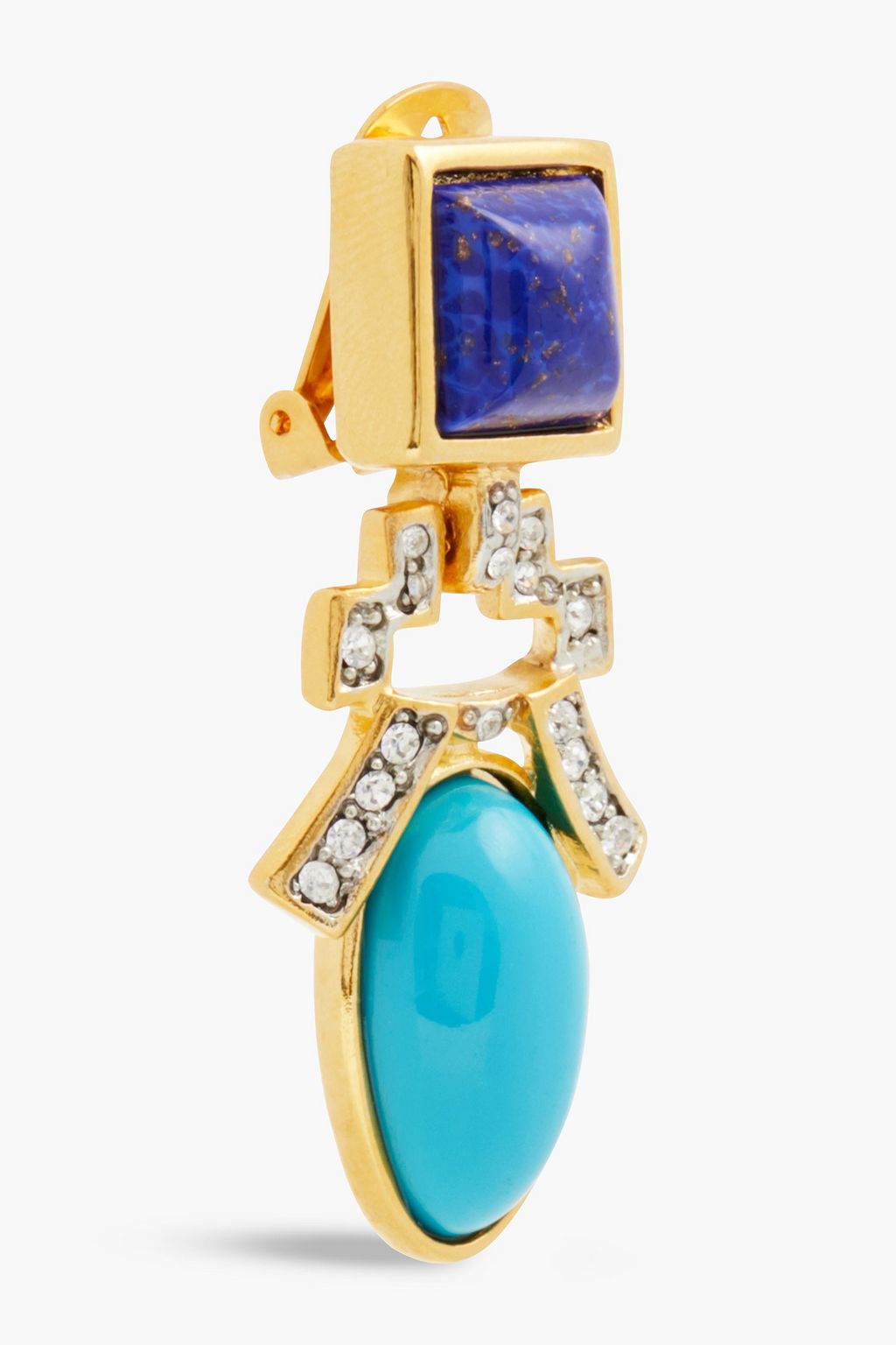 KENNETH JAY LANE Gold-tone, crystal and stone earrings