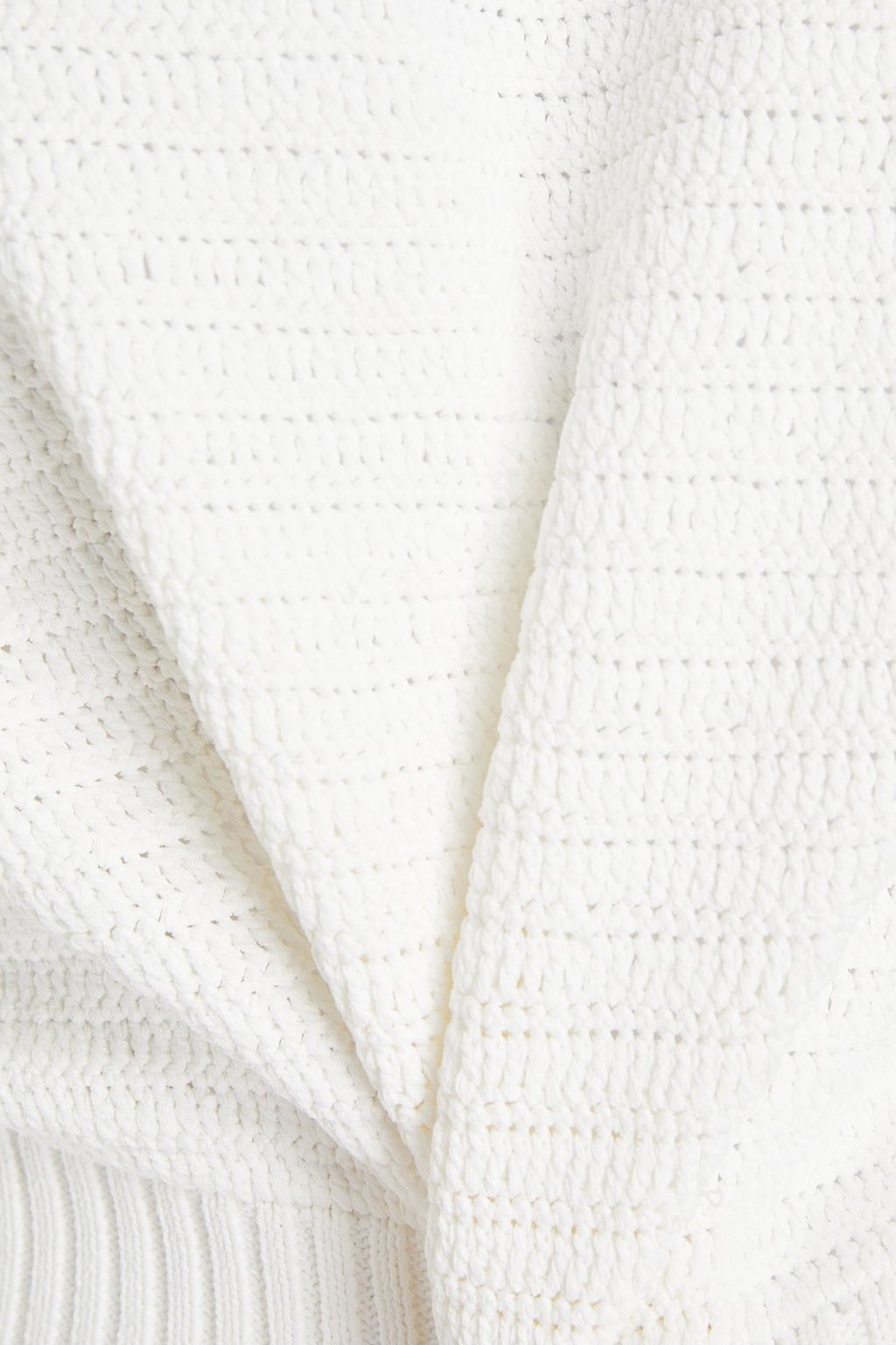 SANDRO Junie ruffle-trimmed crochet-knit sweater