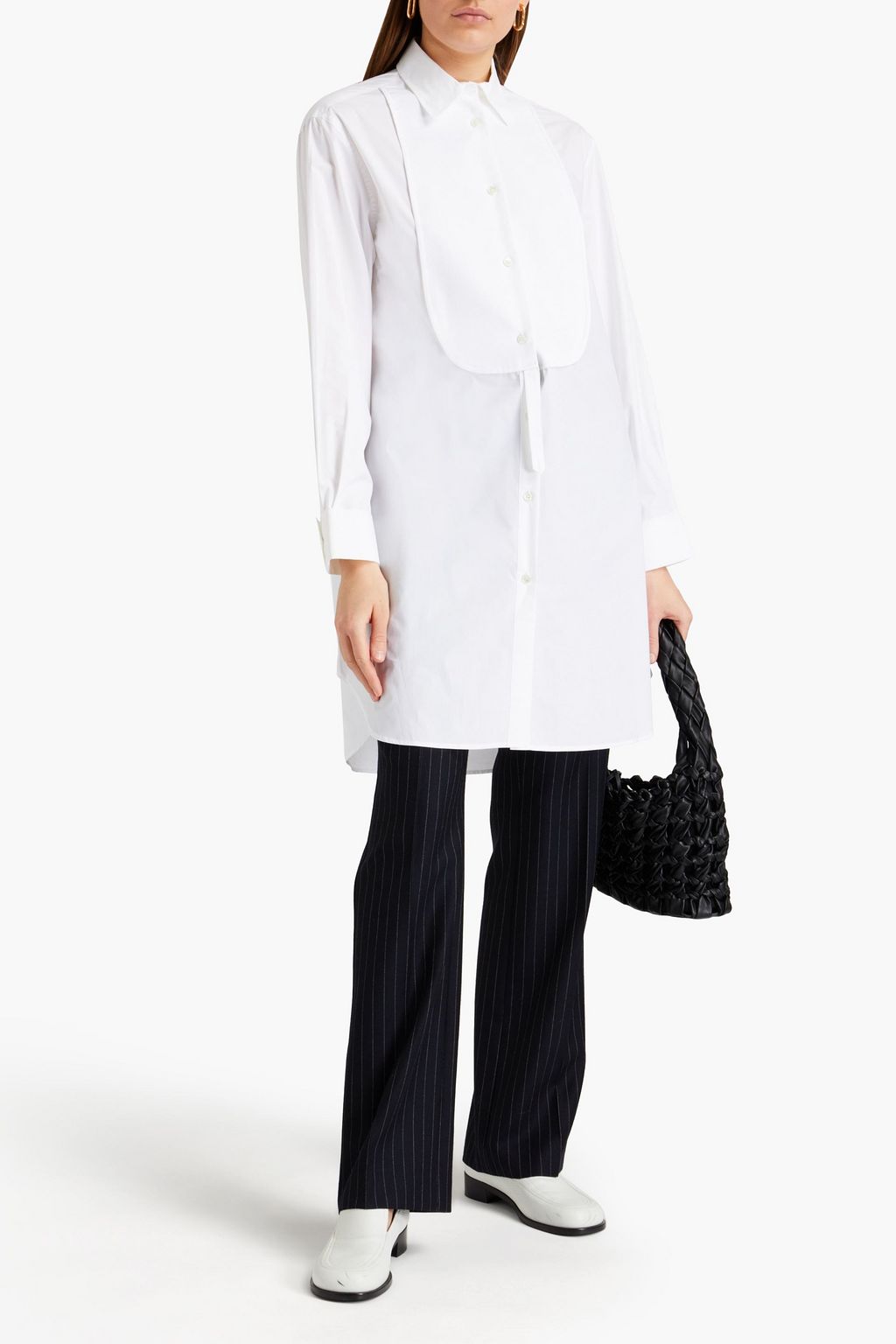 JW ANDERSON Piqué-paneled cotton-poplin shirt