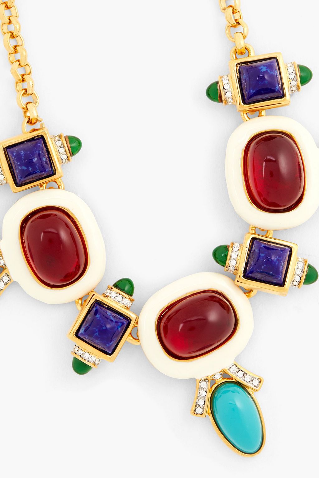 KENNETH JAY LANE 22-karat gold-plated, crystal and enamel necklace