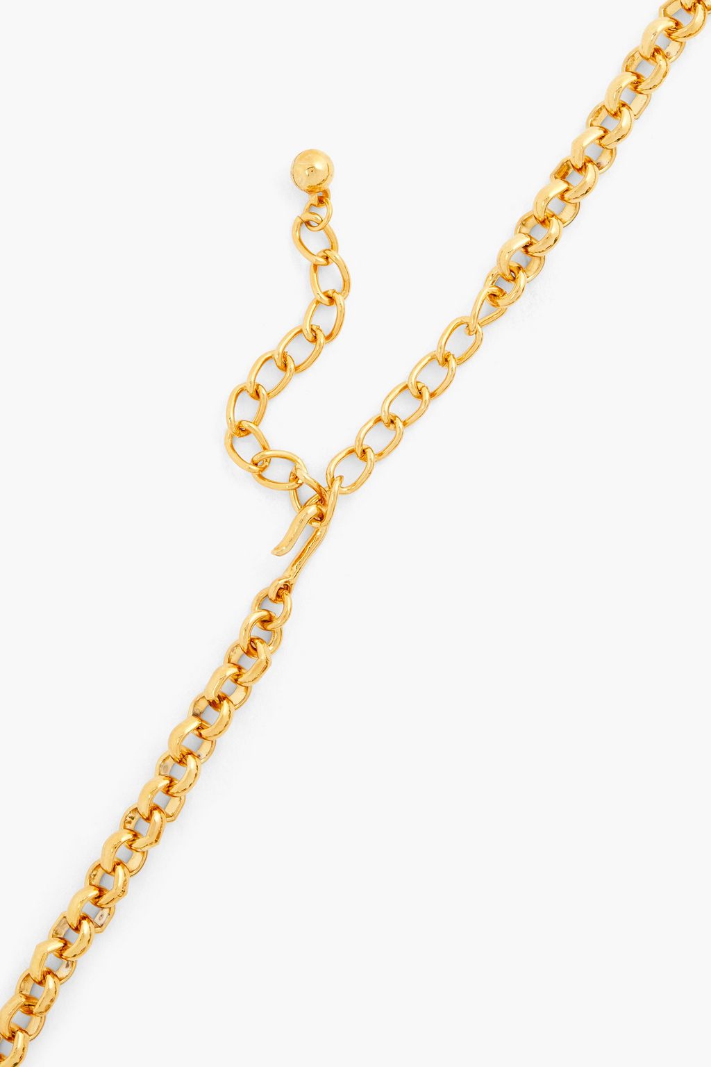 KENNETH JAY LANE 22-karat gold-plated, crystal and enamel necklace
