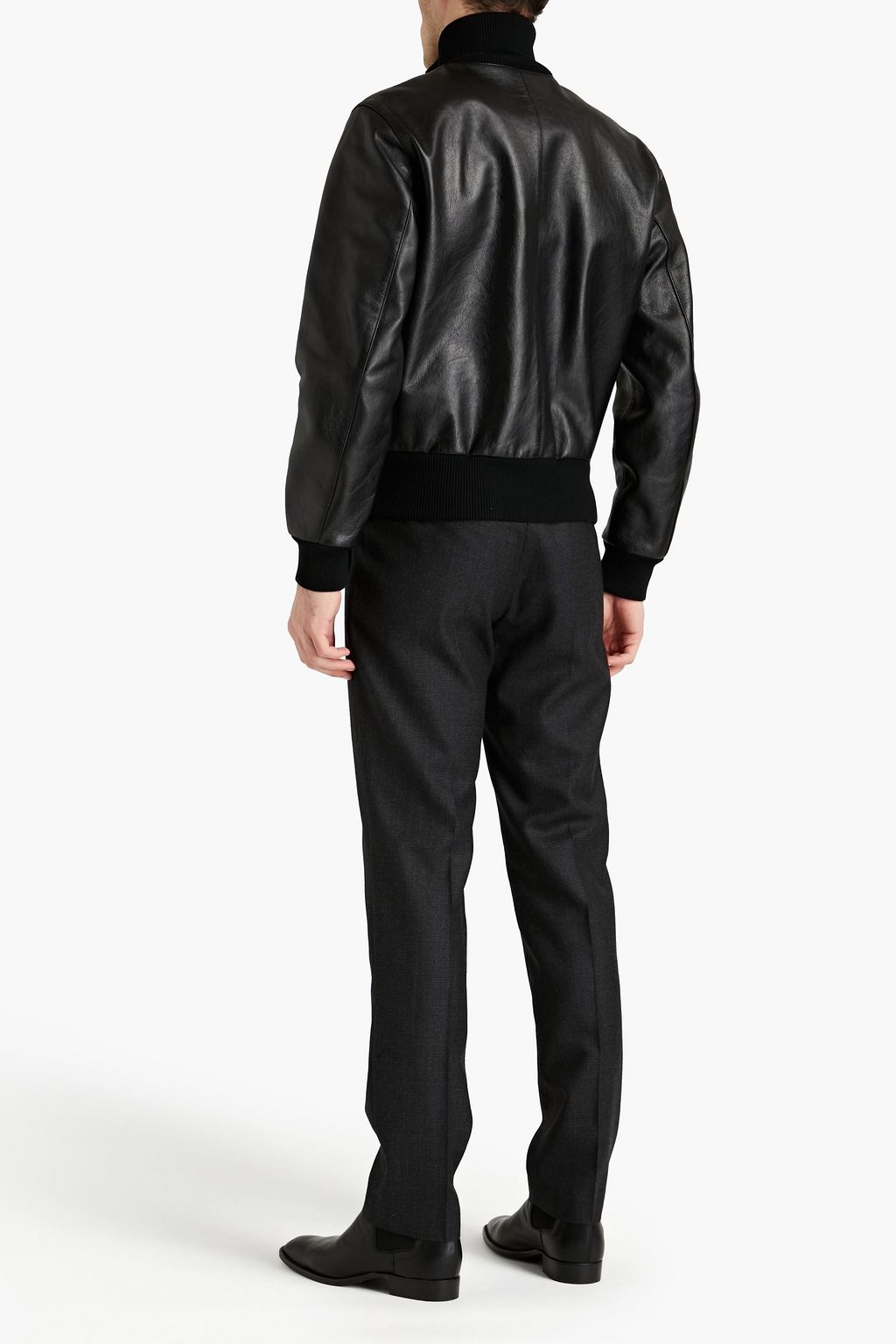 SANDRO Textured-leather bomber jacket