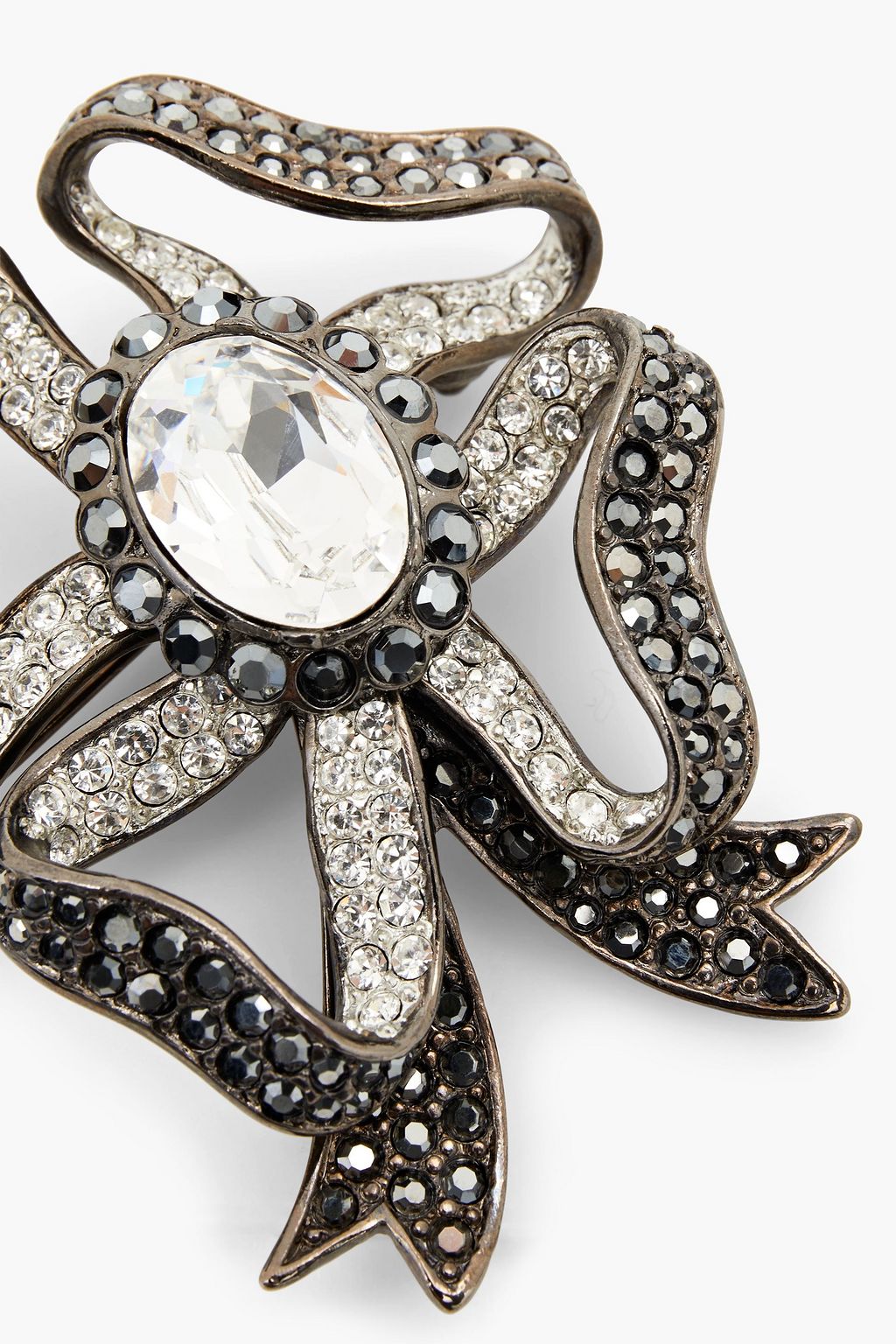 KENNETH JAY LANE Gunmetal-tone crystal brooch