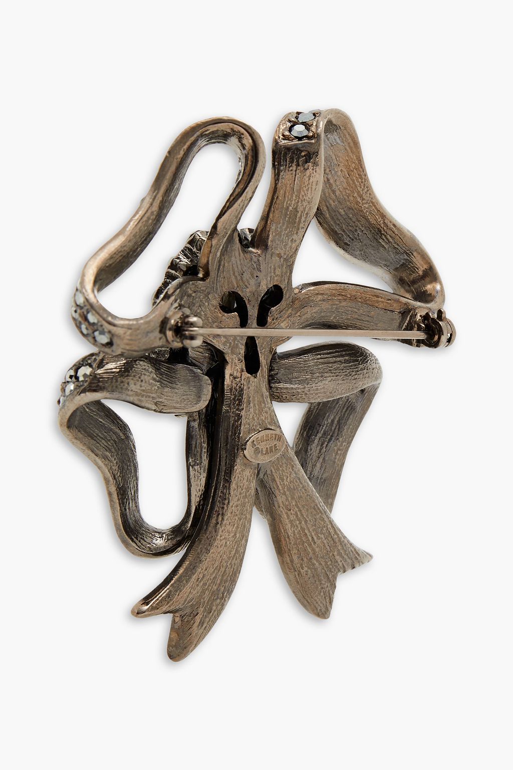 KENNETH JAY LANE Gunmetal-tone crystal brooch
