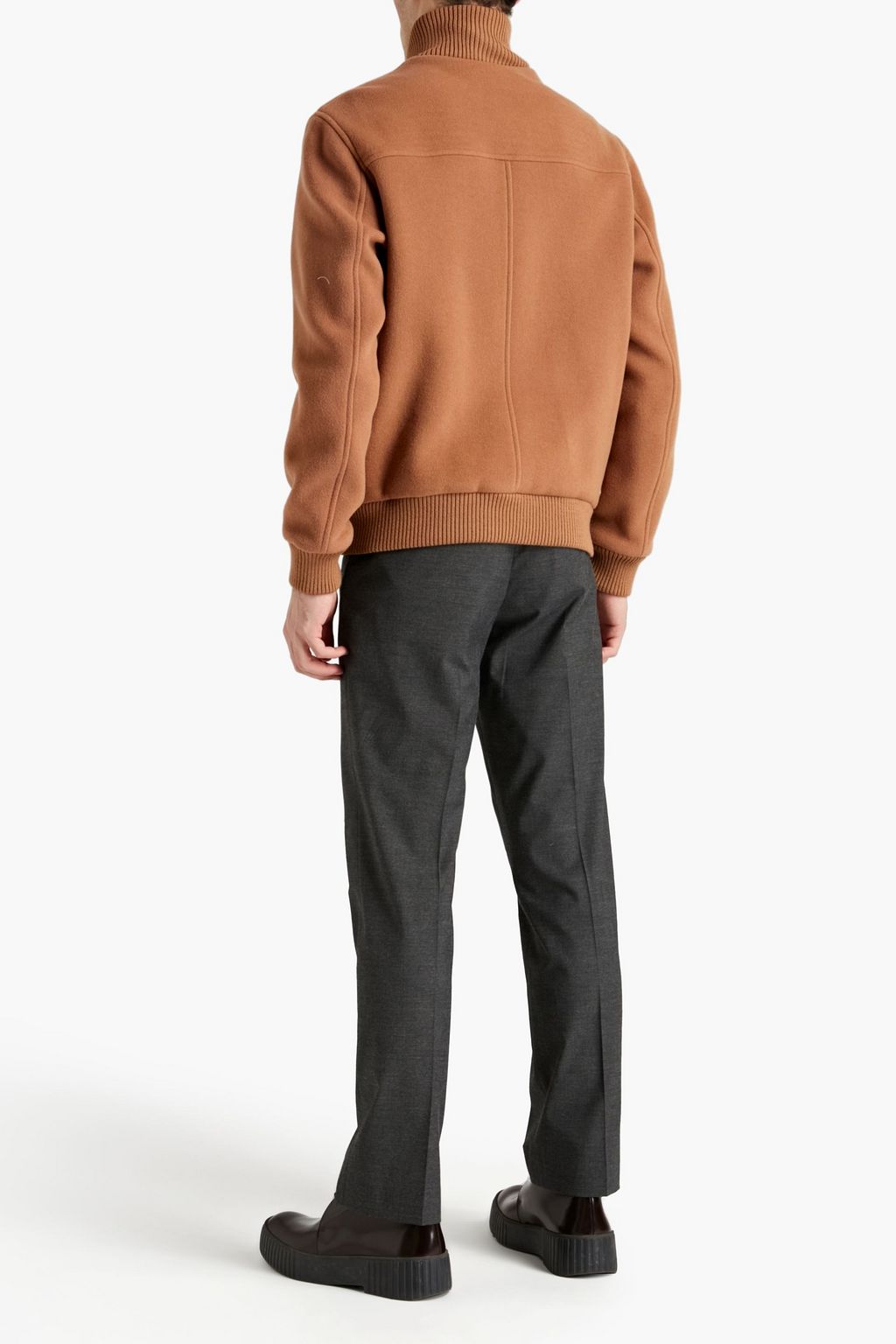 SANDRO Brushed wool-blend felt zip-up jacket