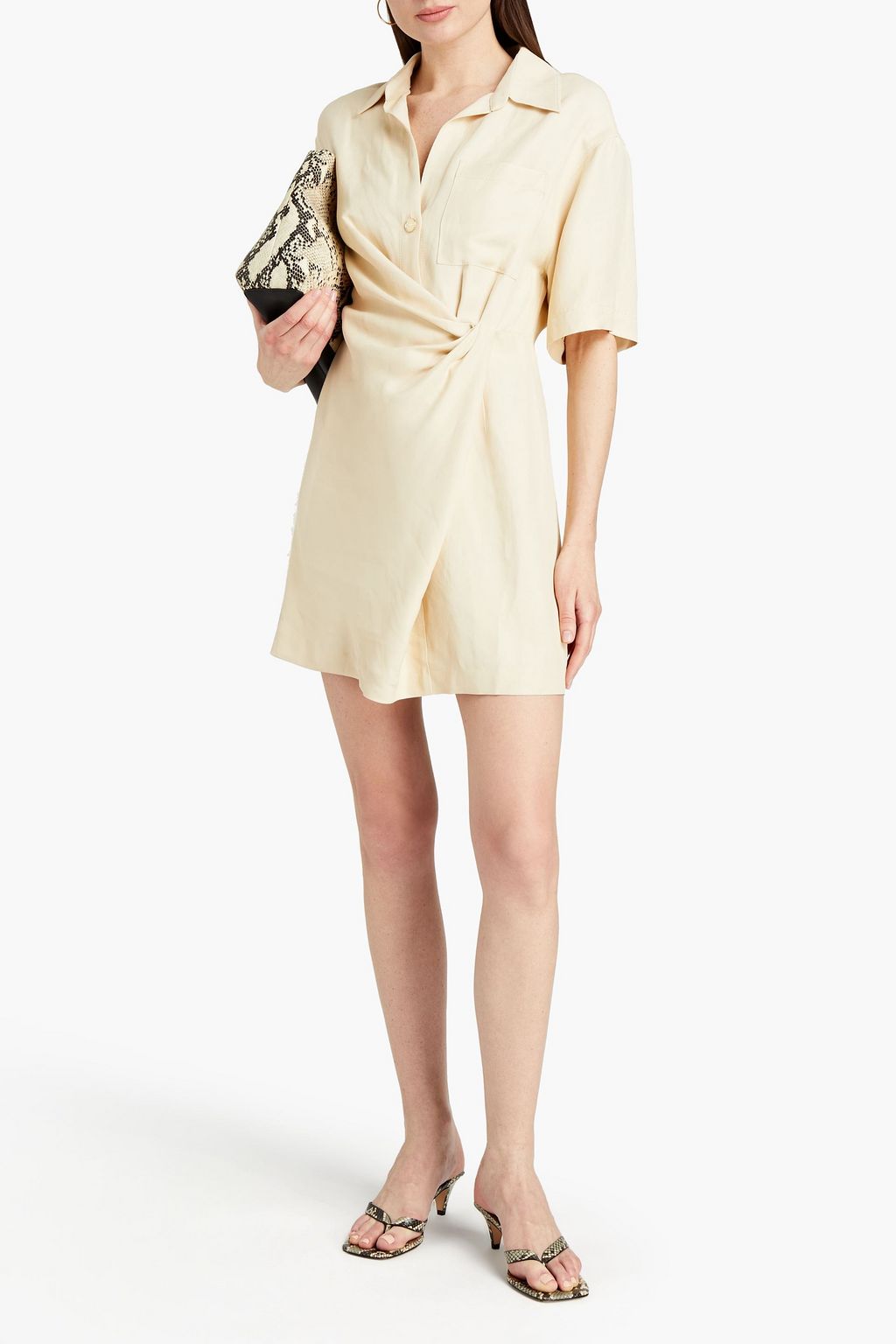SANDRO Draped twill mini dress