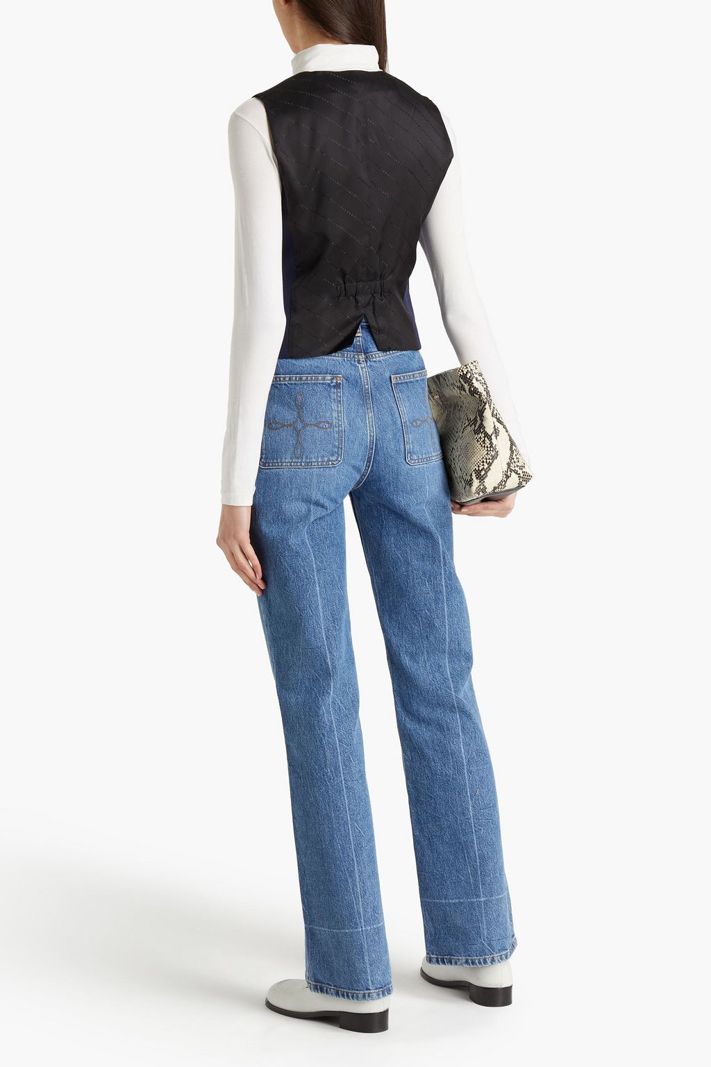 SANDRO Maxwel jacquard-paneled crepe vest