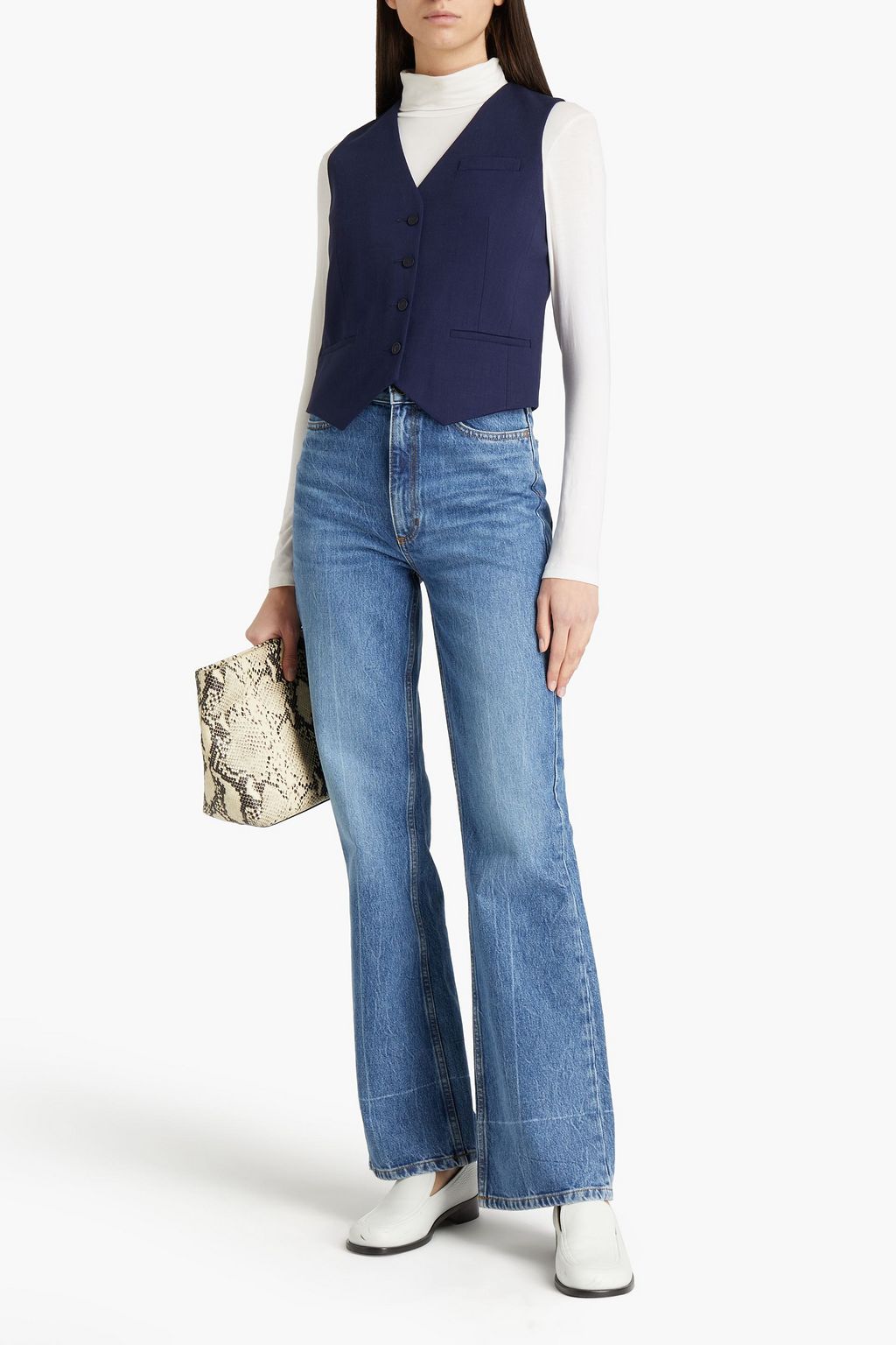 SANDRO Maxwel jacquard-paneled crepe vest