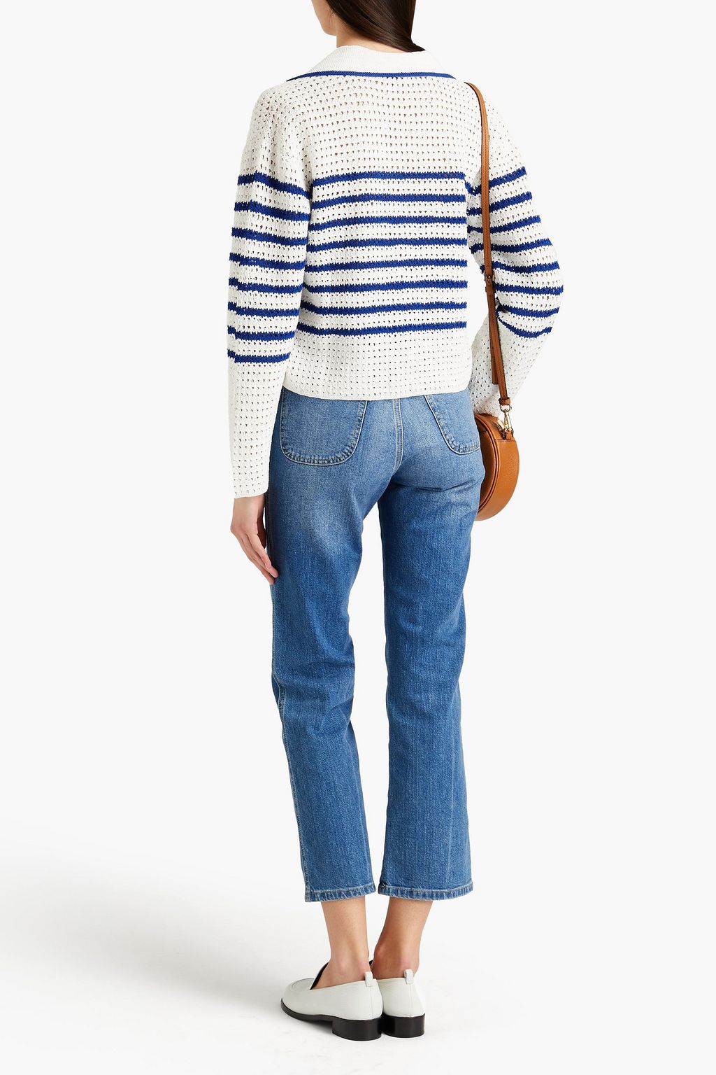 SANDRO Elise striped crochet-knit sweater