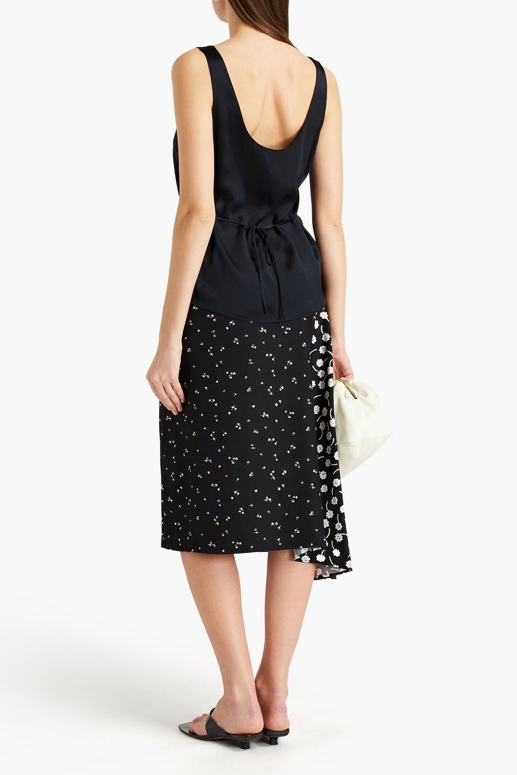 VINCE. Tie-back silk-satin tank