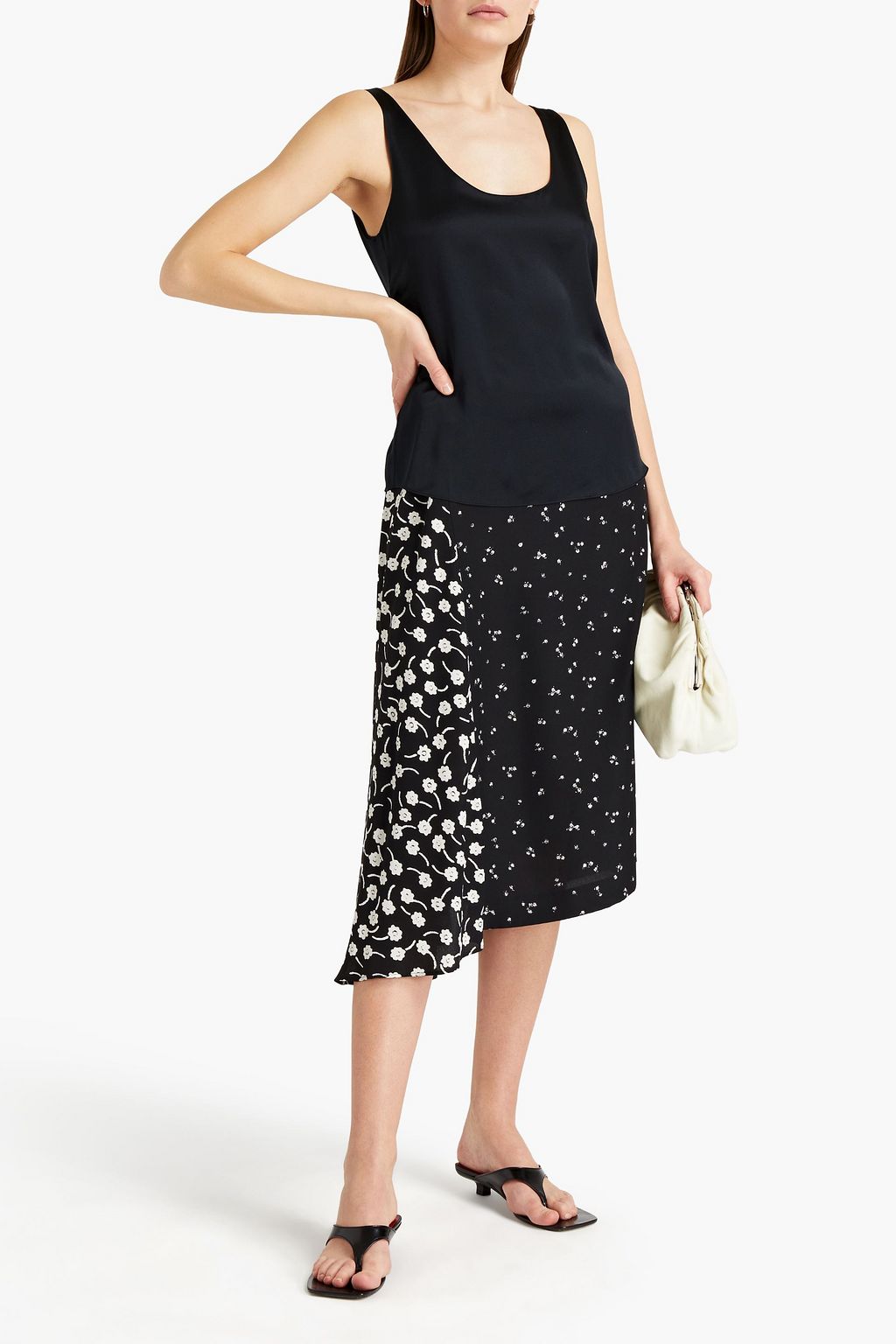 VINCE. Tie-back silk-satin tank