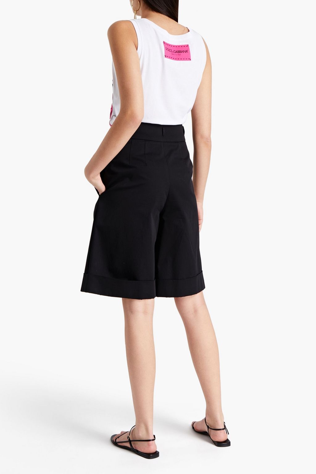 DOLCE&GABBANA Appliquéd printed cotton-jersey tank