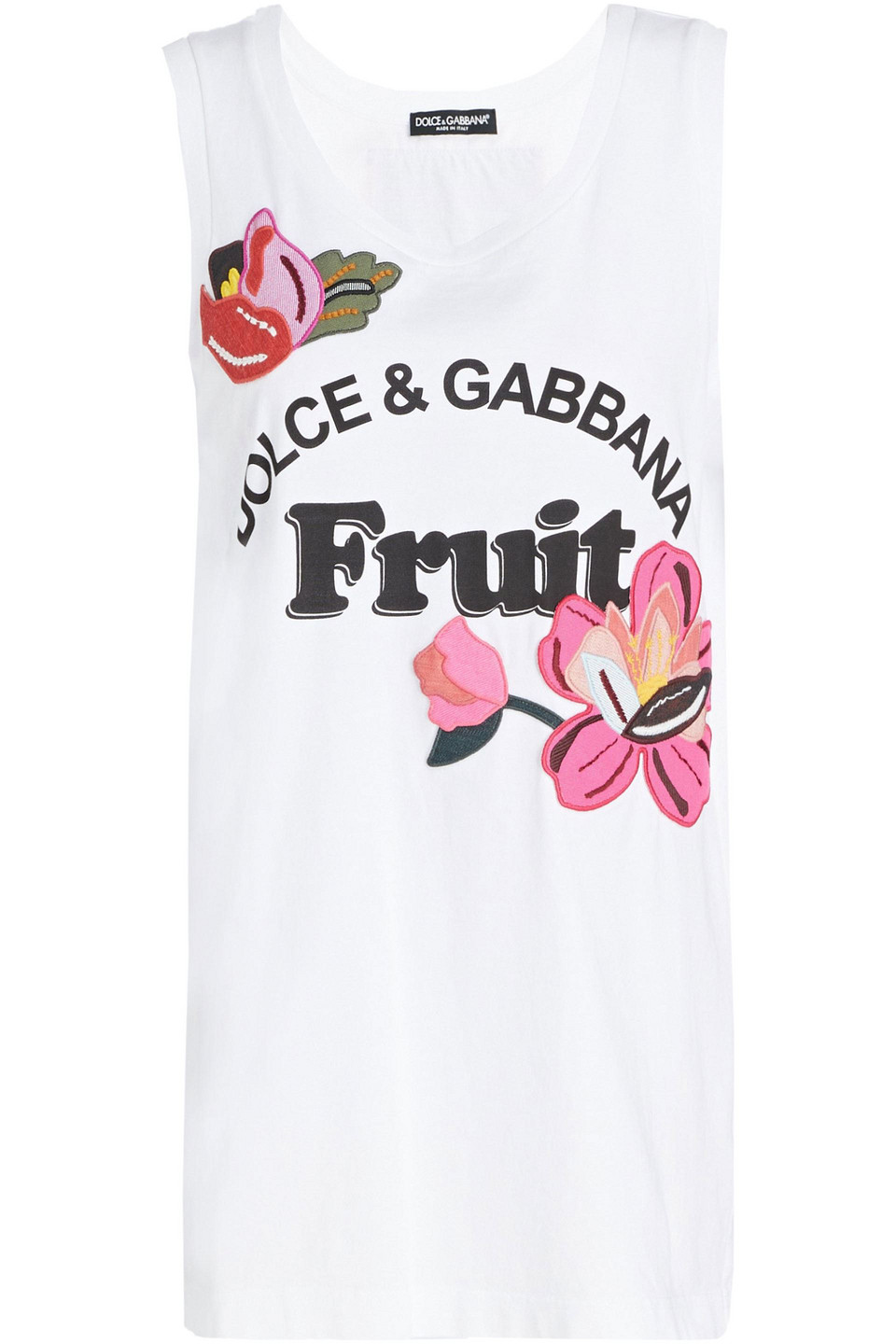 Dolce&Gabbana Appliquéd printed cotton-jersey tank
