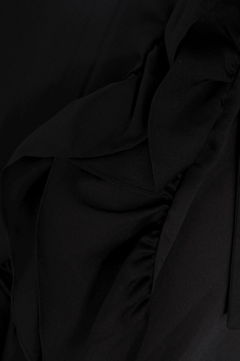 SANDRO Asymmetric ruffled satin-twill skirt