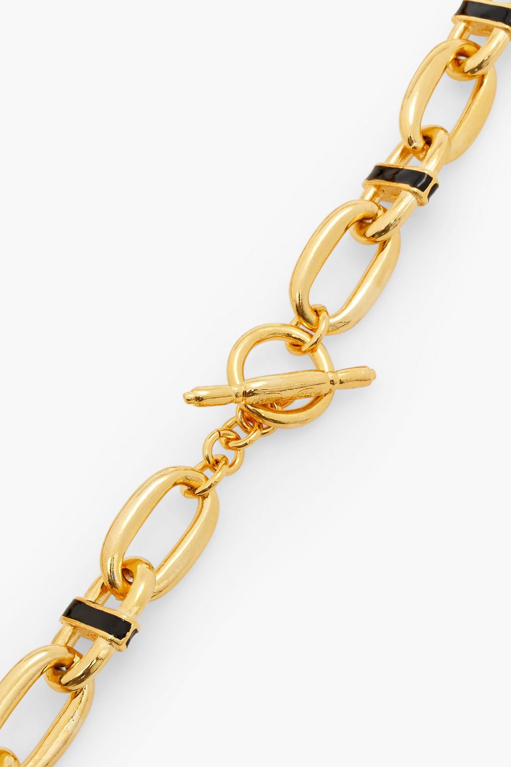 KENNETH JAY LANE 22-karat gold-plated enamel necklace