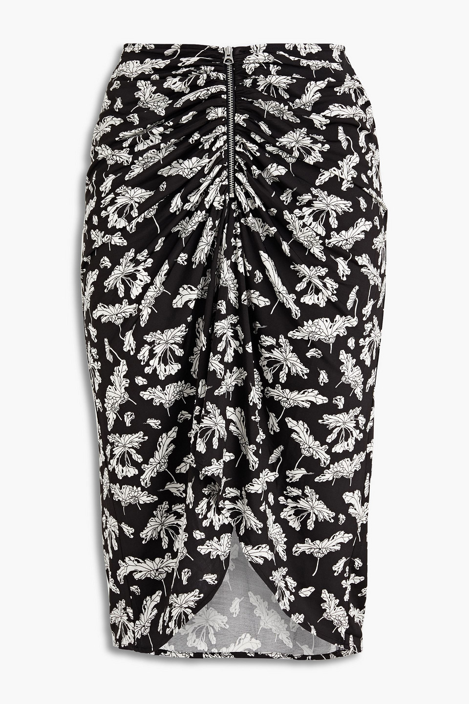 rag & bone - sabine ruched floral-print stretch-jersey skirt - black - xs