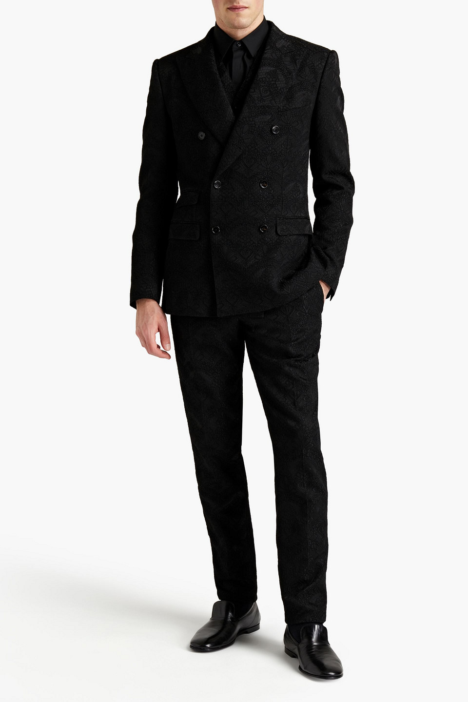 Dolce & Gabbana Man Slim-fit Jacquard Suit In Black