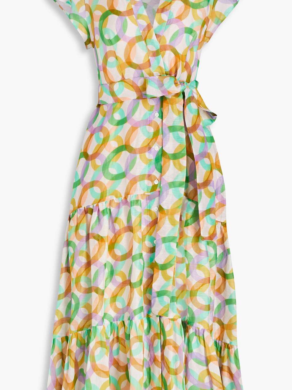 printed linen and silk-blend midi dress