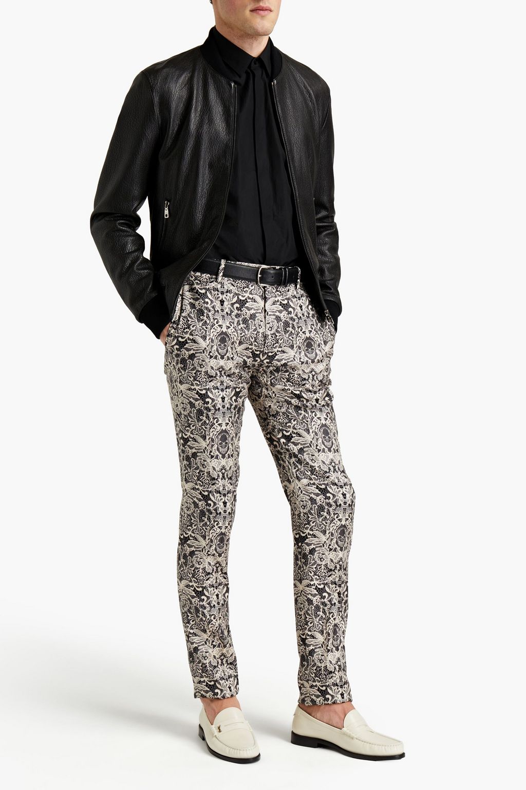 DOLCE&GABBANA Textured-leather bomber jacket