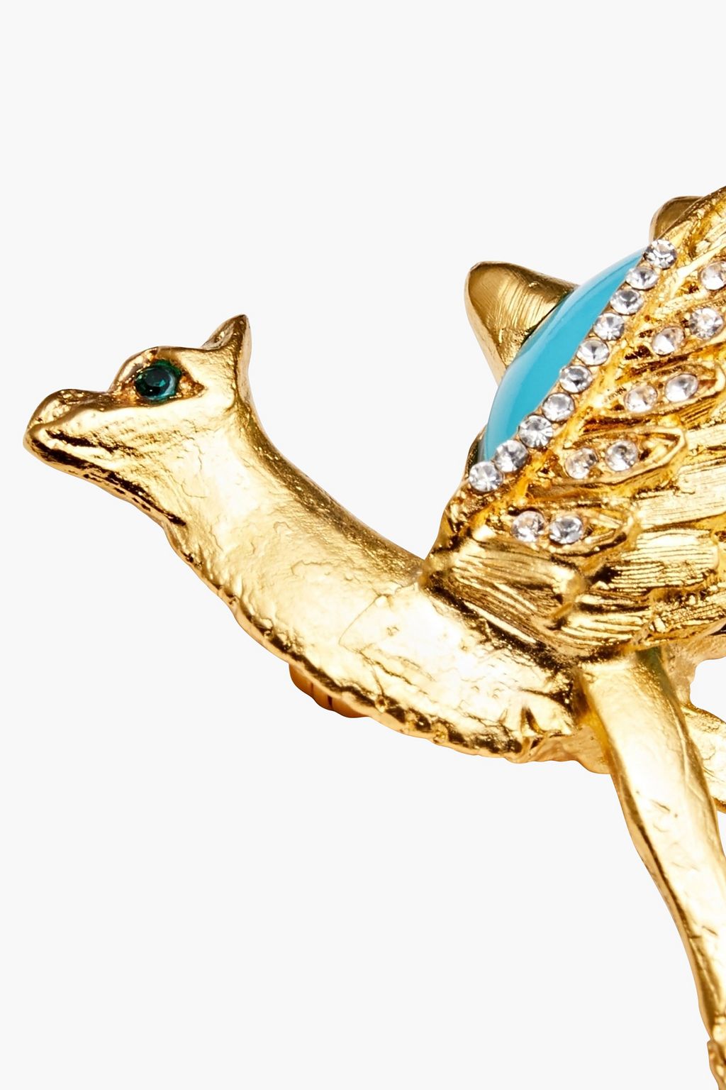 KENNETH JAY LANE 22-karat gold-plated, crystal and enamel brooch