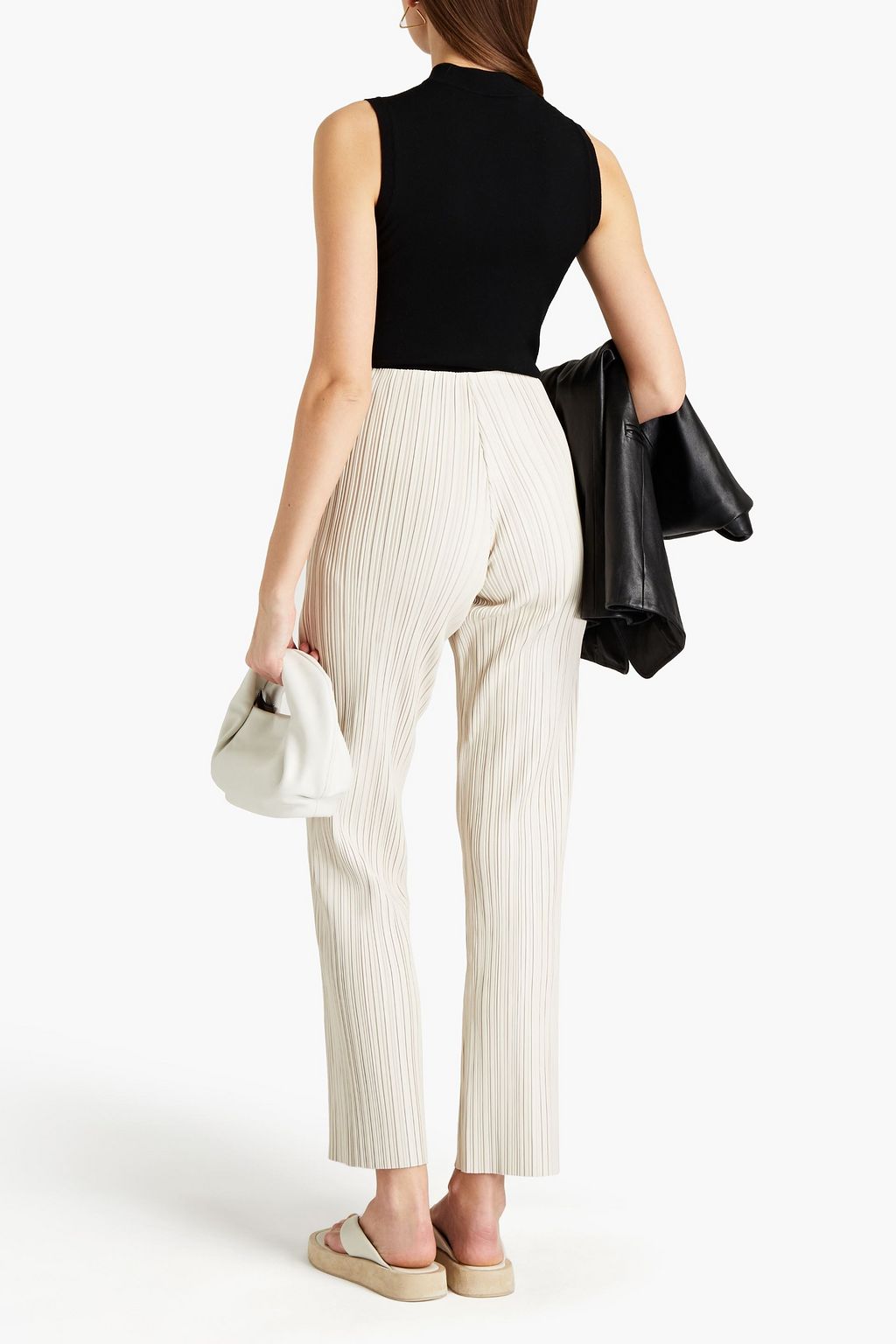 NANUSHKA Char pleated vegan leather straight-leg pants
