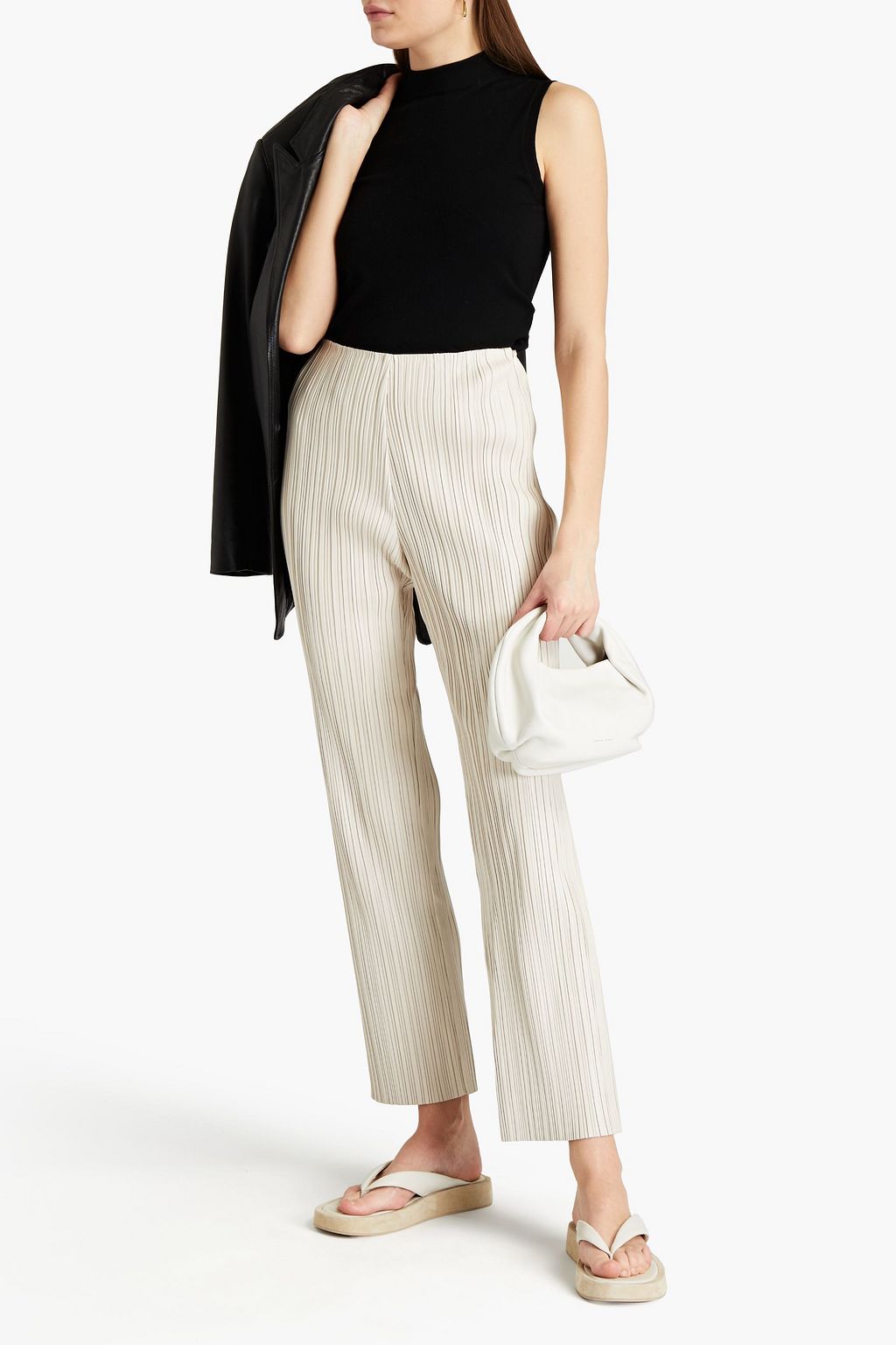 NANUSHKA Char pleated vegan leather straight-leg pants