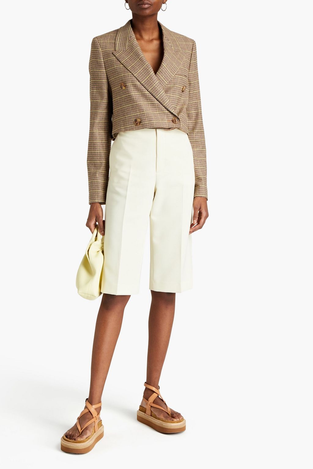 NANUSHKA Cropped double-breasted flannel blazer