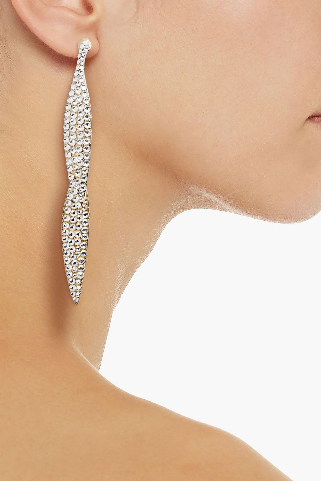KENNETH JAY LANE Gold-tone crystal clip earrings