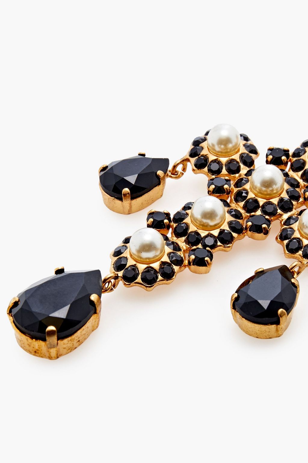 DOLCE&GABBANA Gold-tone, crystal and faux pearl clip earrings