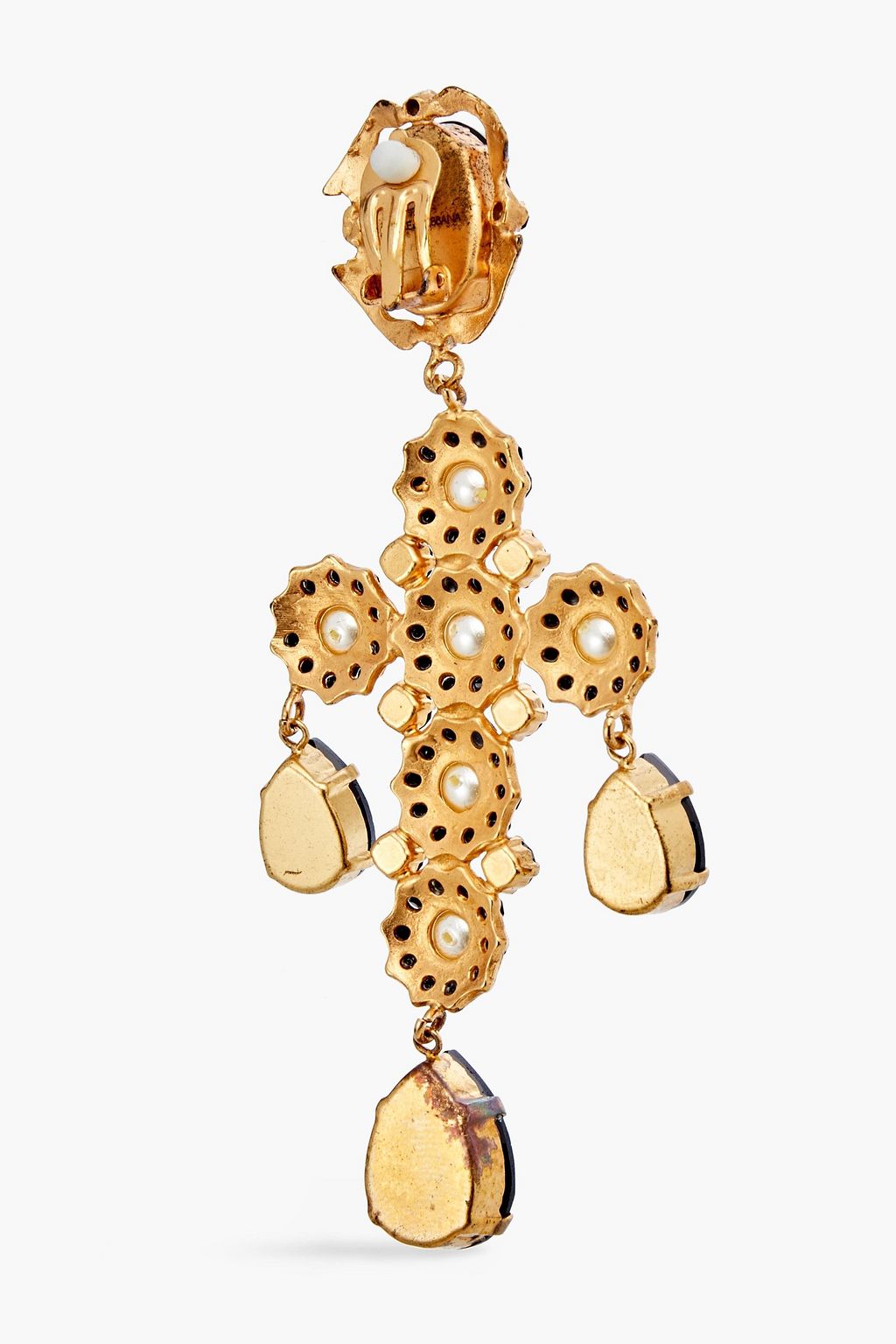 DOLCE&GABBANA Gold-tone, crystal and faux pearl clip earrings